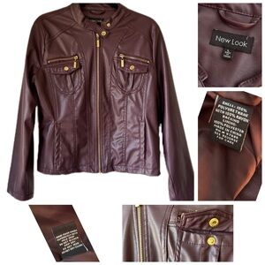 New Look Burgundy Faux Leather Jacket